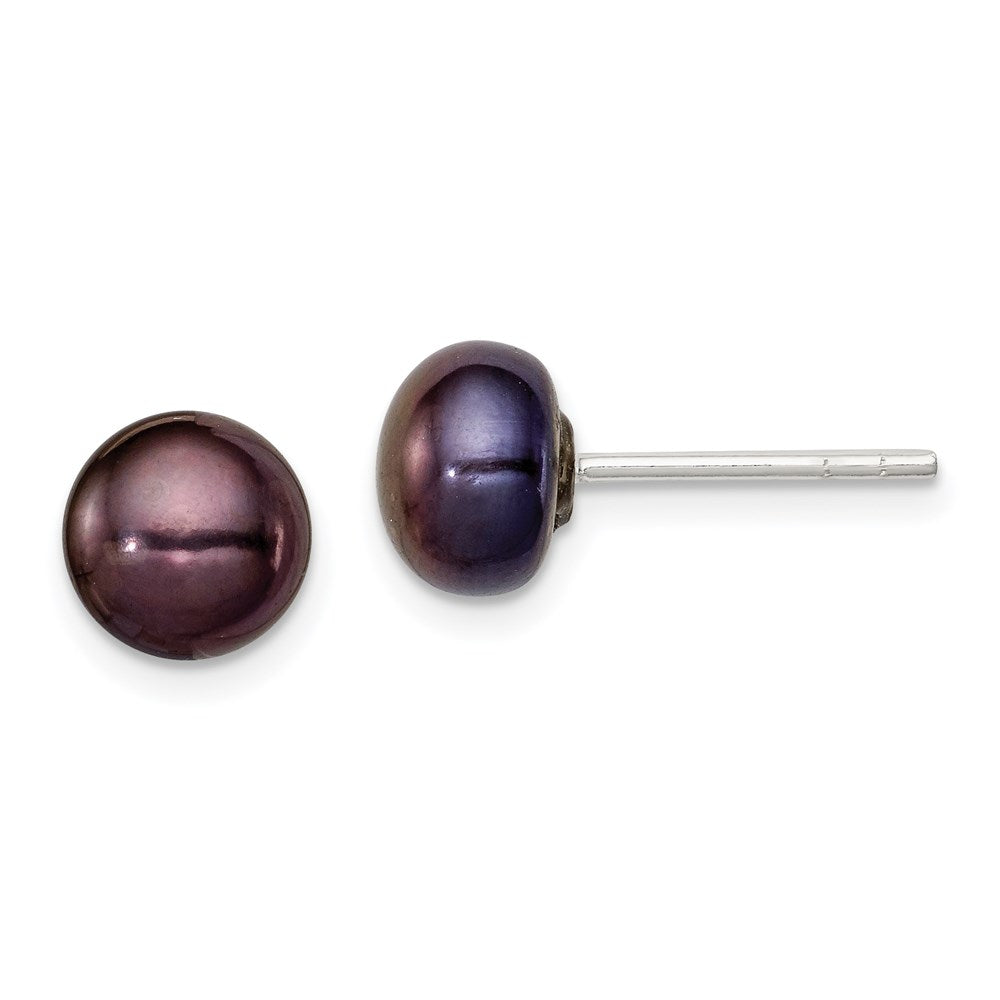 Post;Sterling silver;Freshwater cultured pearl;Black cultured pearl