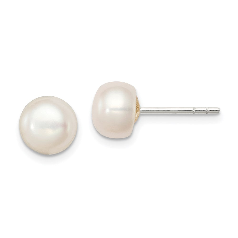 Polished;Post;Sterling silver;Freshwater cultured pearl