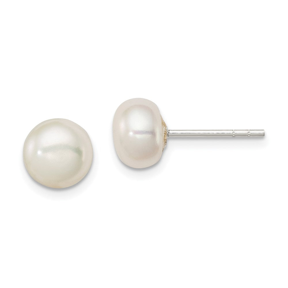 Polished;Post;Sterling silver;Freshwater cultured pearl