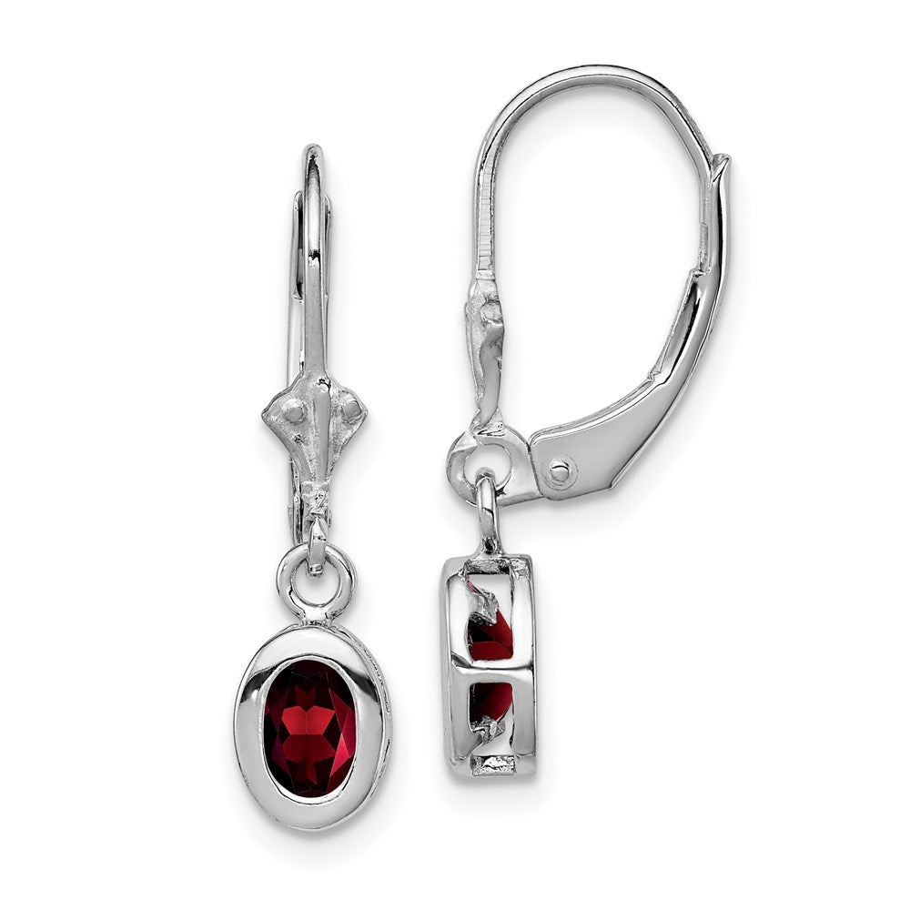 Polished;Open back;Leverback;Genuine;Sterling silver;Garnet;Bezel