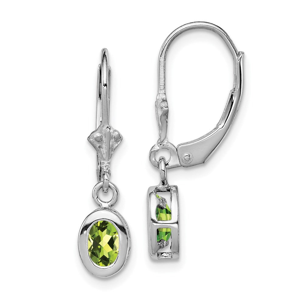 Polished;Open back;Leverback;Genuine;Sterling silver;Peridot;Bezel