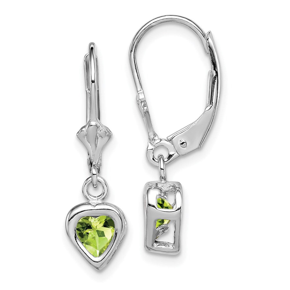Polished;Open back;Leverback;Genuine;Sterling silver;Peridot;Bezel