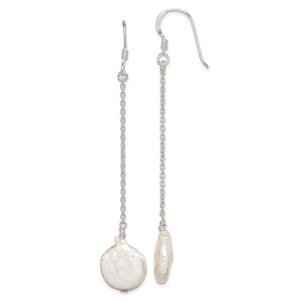 Sterling silver;Freshwater cultured pearl;Shepherd hook;Coin pearl