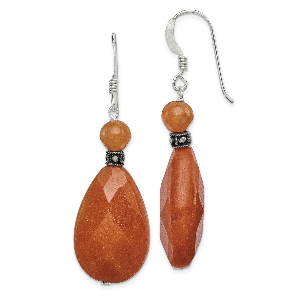 Antique finish;Genuine;Sterling silver;Carnelian;Shepherd hook;Dangle;Color range varies
