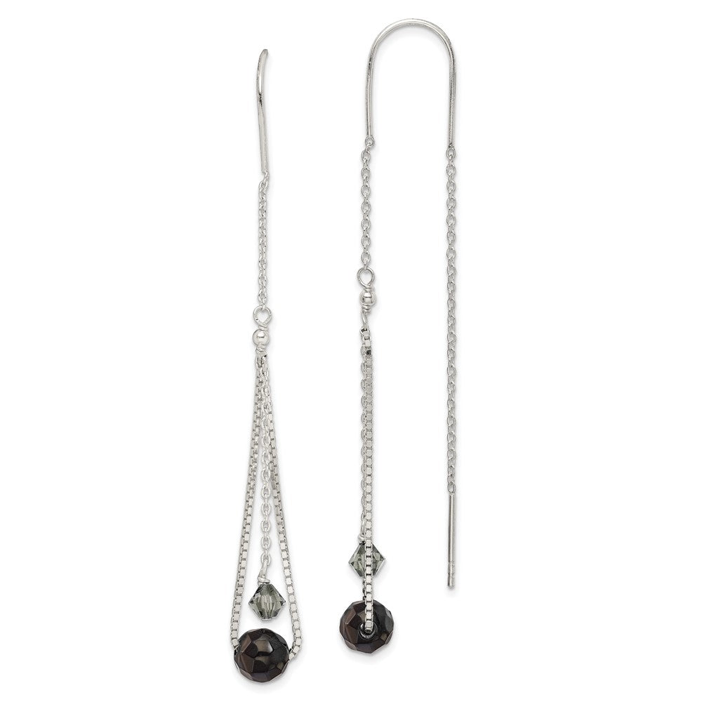 Sterling silver;Crystal;Threader;Black