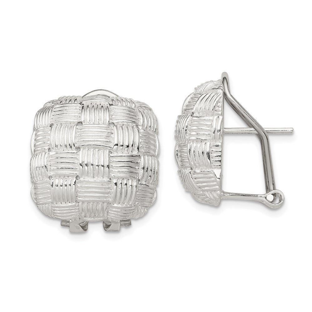 Polished;Omega back;Sterling silver;Square