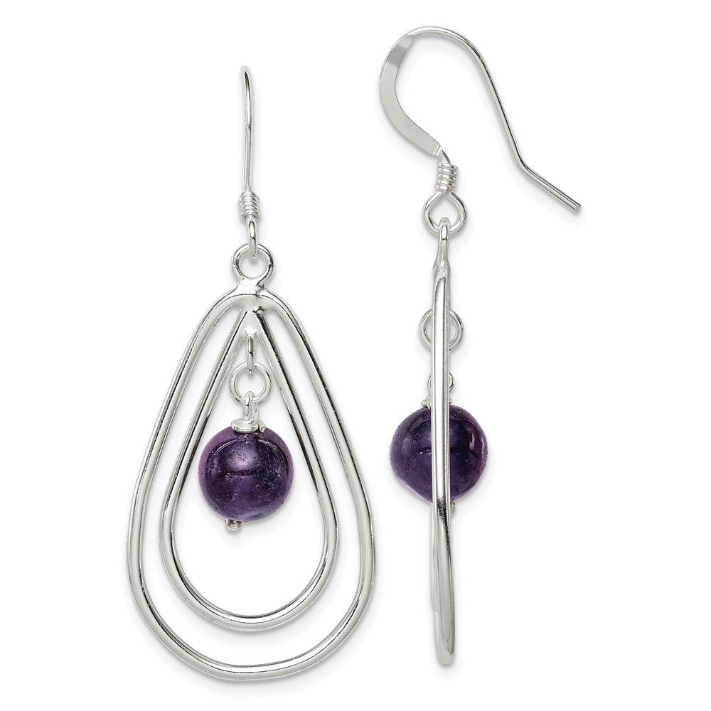 Genuine;Sterling silver;Amethyst;Shepherd hook;Dangle