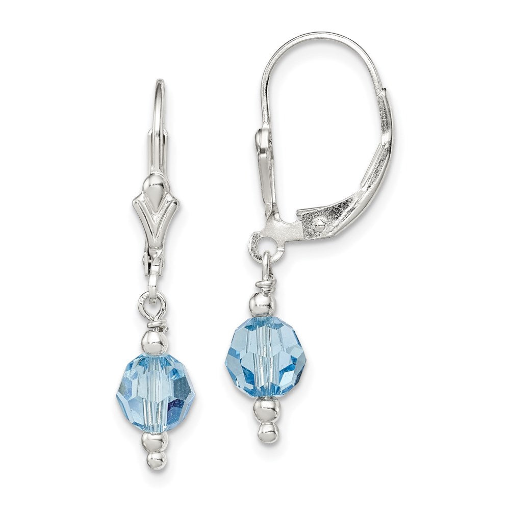 Polished;Leverback;Sterling silver;Crystal;Dangle;Swarovski crystals