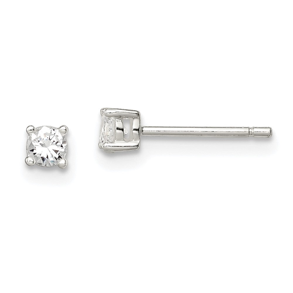 Post;Sterling silver;CZ;Radiant Cut;Basket setting