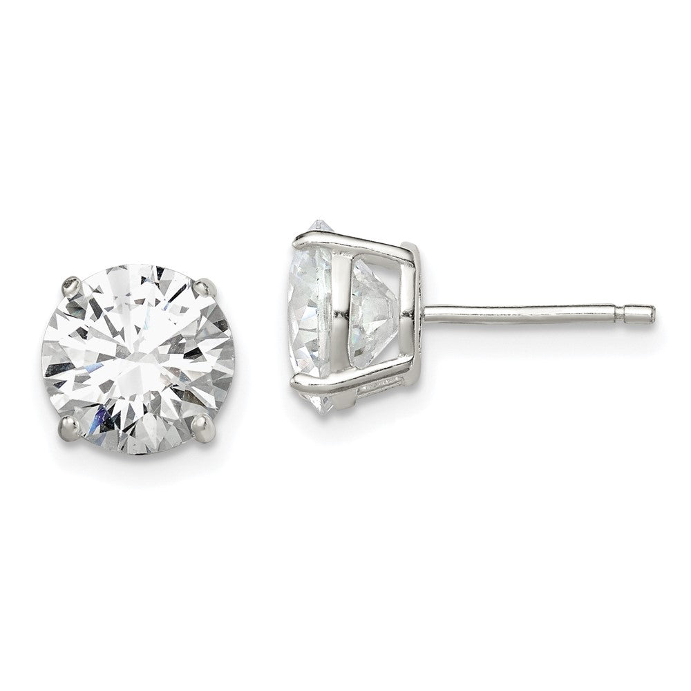 Post;Sterling silver;CZ;Radiant Cut;Basket setting