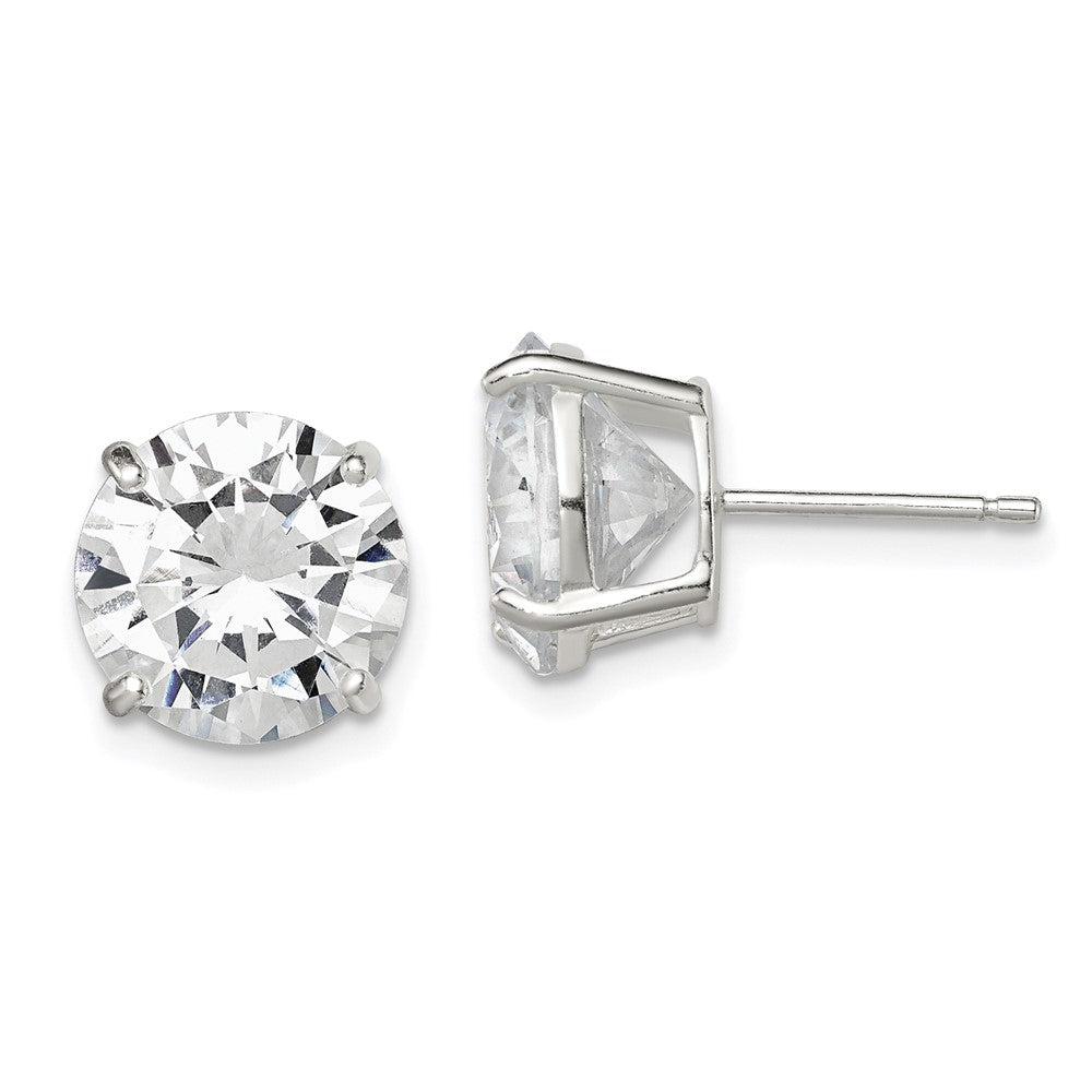 Post;Sterling silver;CZ;Radiant Cut;Basket setting
