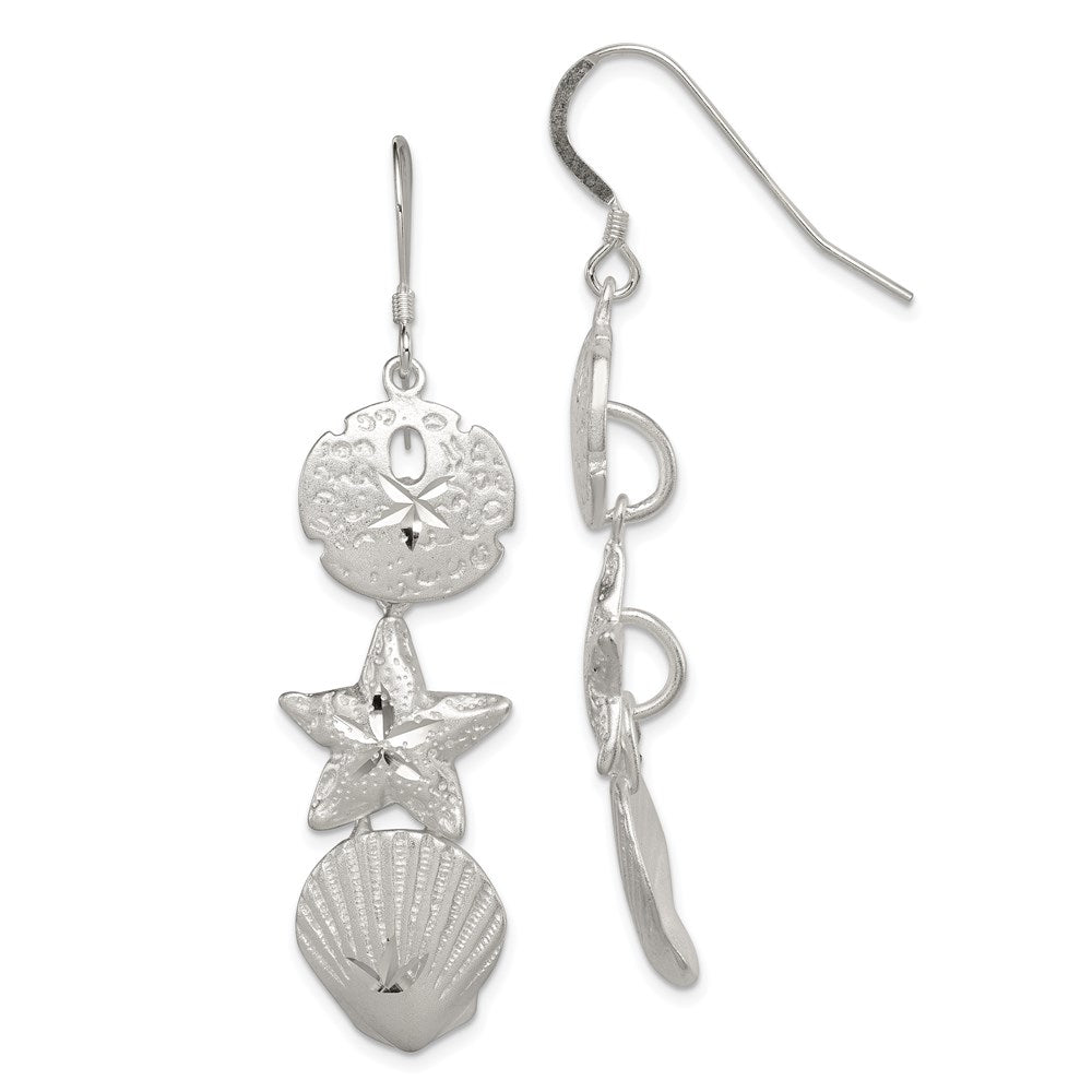 Diamond-cut;Polished;Satin;Sterling silver;Shepherd hook;Textured;Dangle