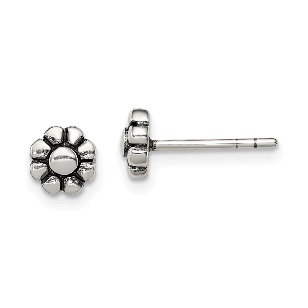 Polished;Post;Antique finish;Sterling silver
