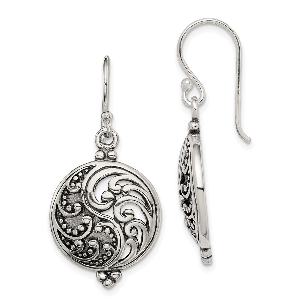 Polished;Antique finish;Sterling silver;Shepherd hook;Concave