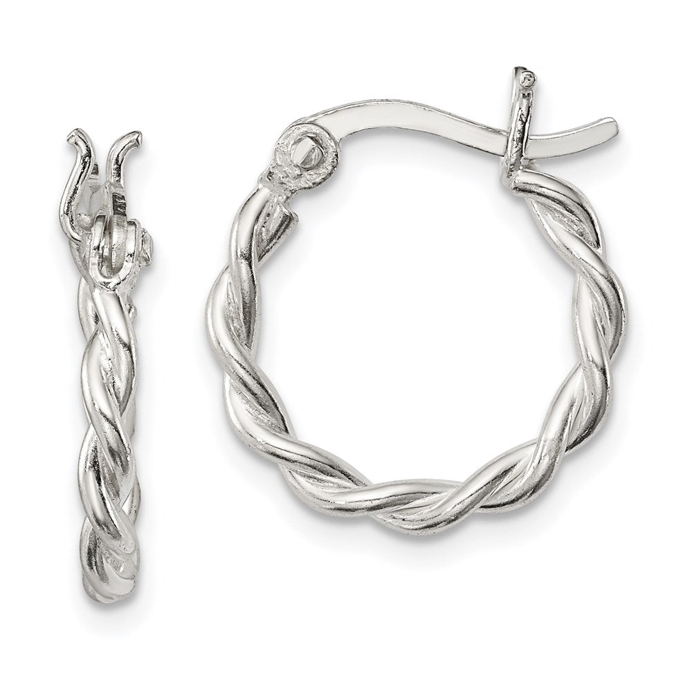 Polished;Hinged post;Sterling silver;Twisted