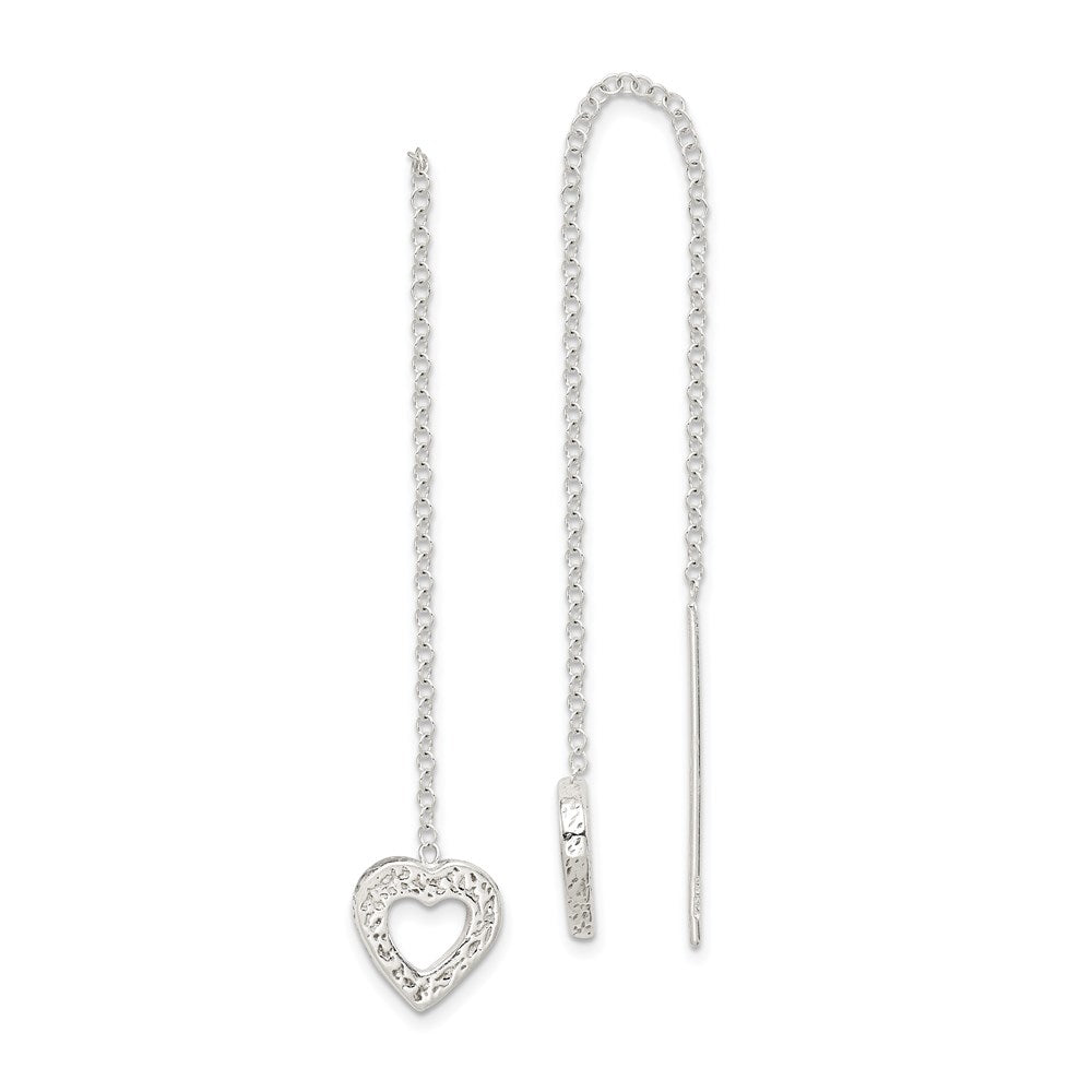 Polished;Sterling silver;Hammered;Threader;Dangle