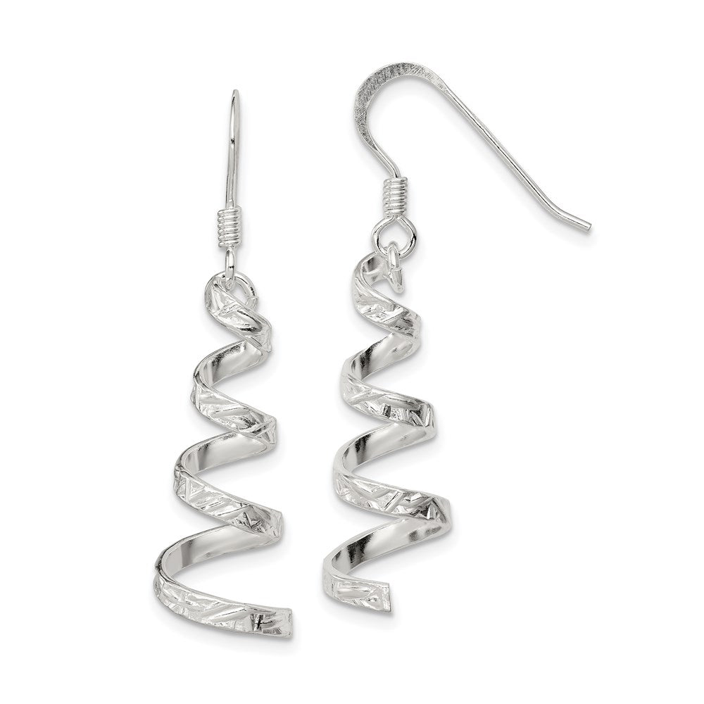 Polished;Sterling silver;Shepherd hook;Dangle;Twisted