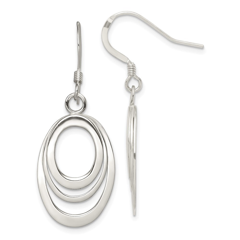 Solid;Polished;Sterling silver;Shepherd hook;Dangle;Oval