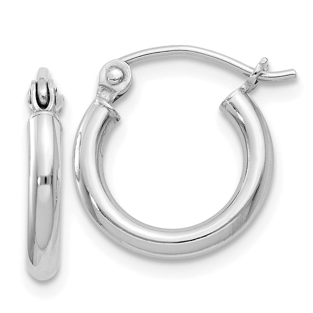 Polished;Hinged post;Sterling silver;Hollow tube;Rhodium-plated