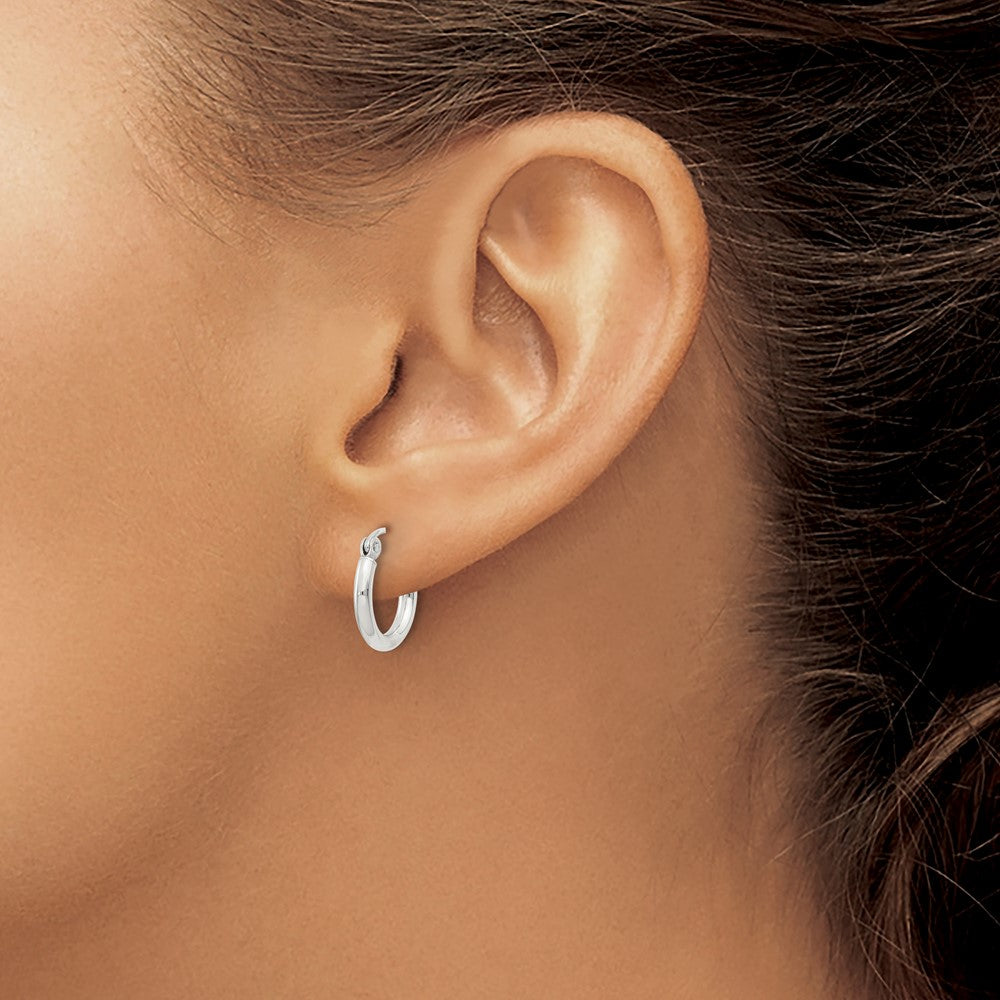 Sterling Silver 2mm Round Hoop Earrings
