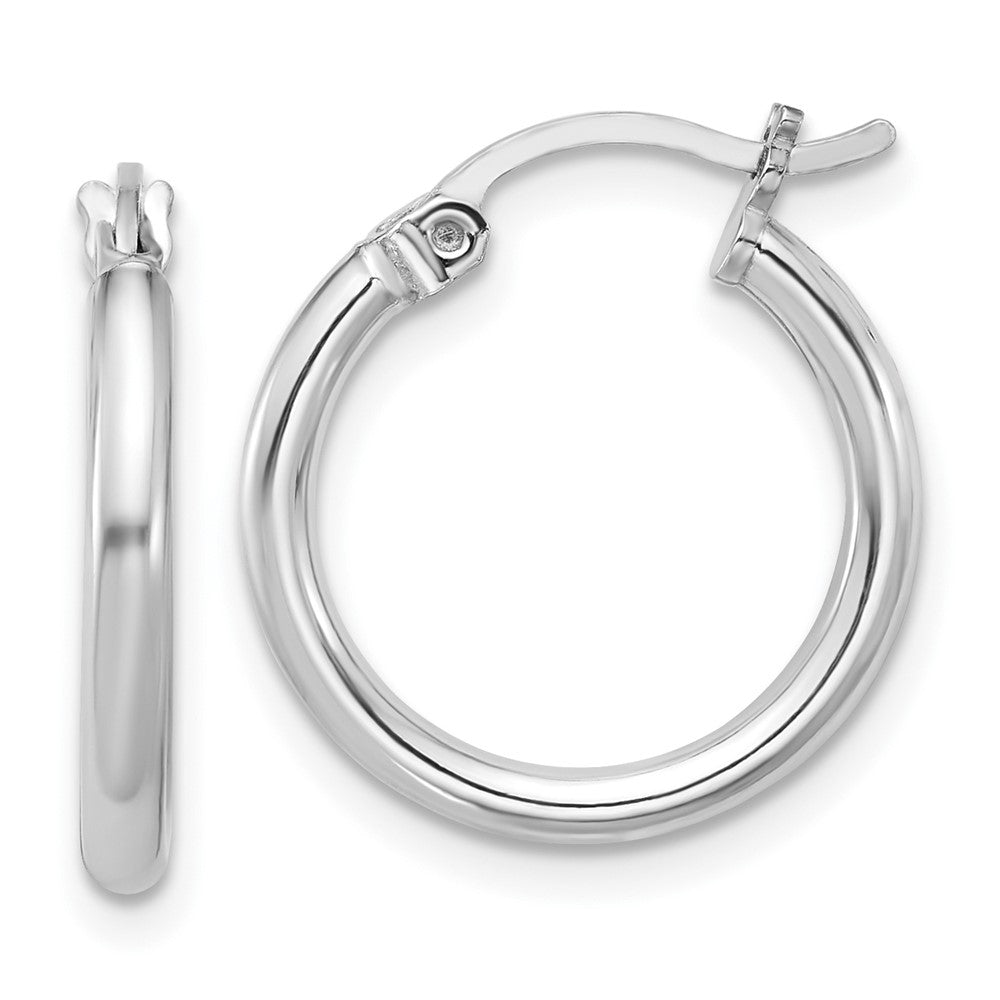 Polished;Hinged post;Sterling silver;Hollow tube;Rhodium-plated