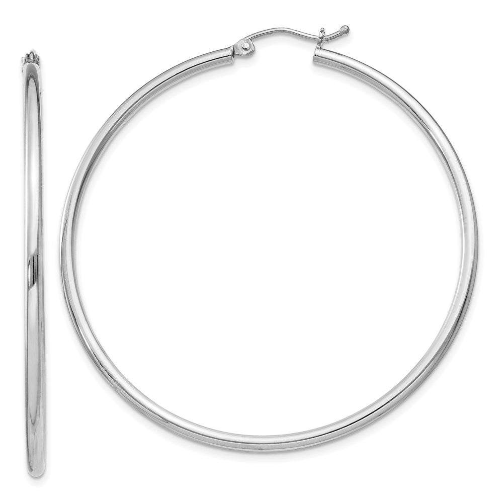 Polished;Hinged post;Sterling silver;Hollow tube;Rhodium-plated