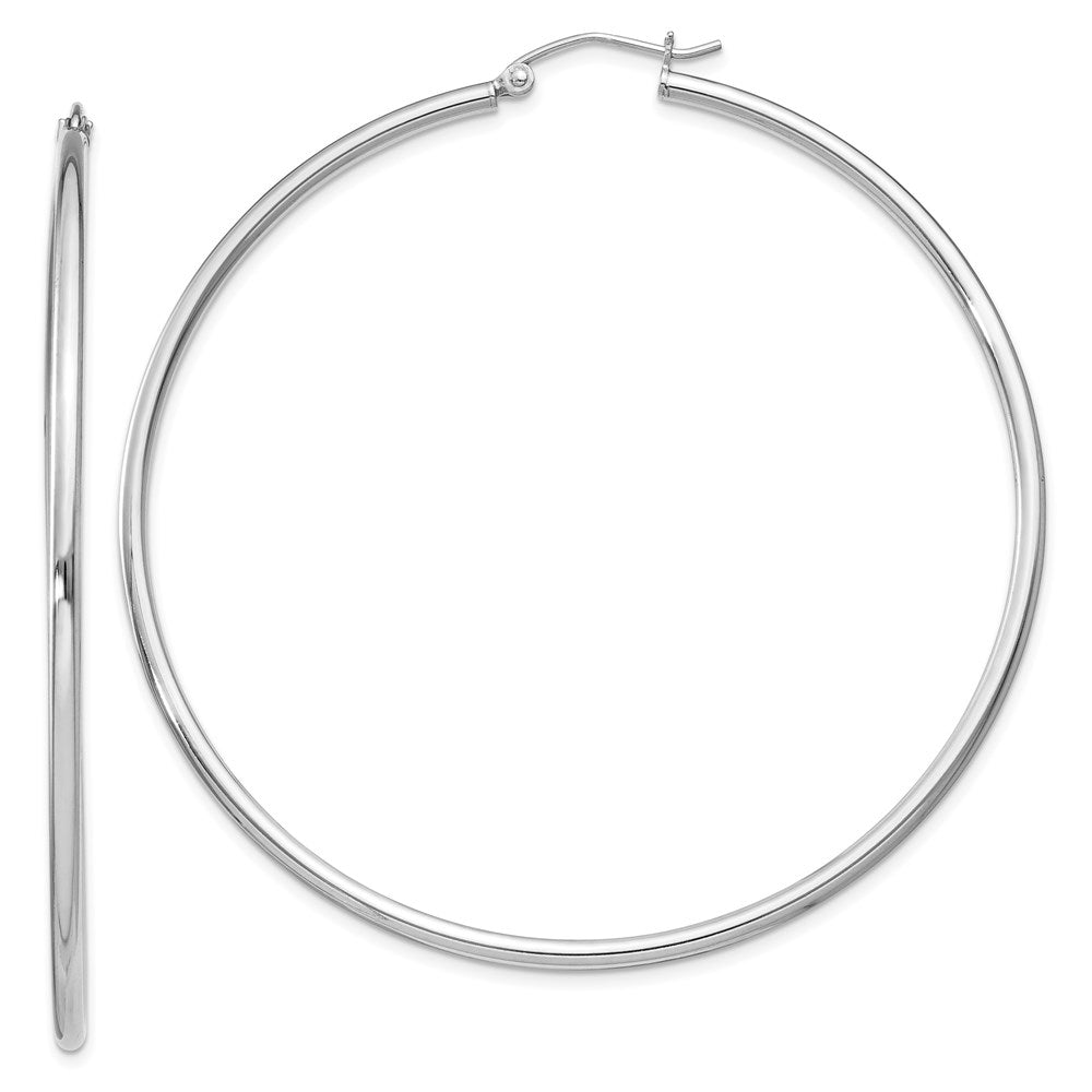 Polished;Hinged post;Sterling silver;Hollow tube;Rhodium-plated