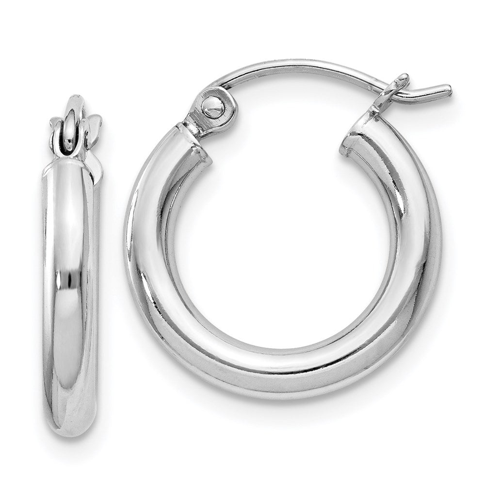 Polished;Hinged post;Sterling silver;Hollow tube;Rhodium-plated