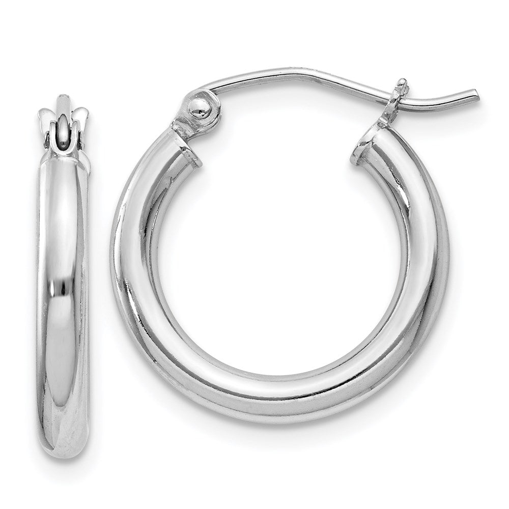 Polished;Hinged post;Sterling silver;Hollow tube;Rhodium-plated