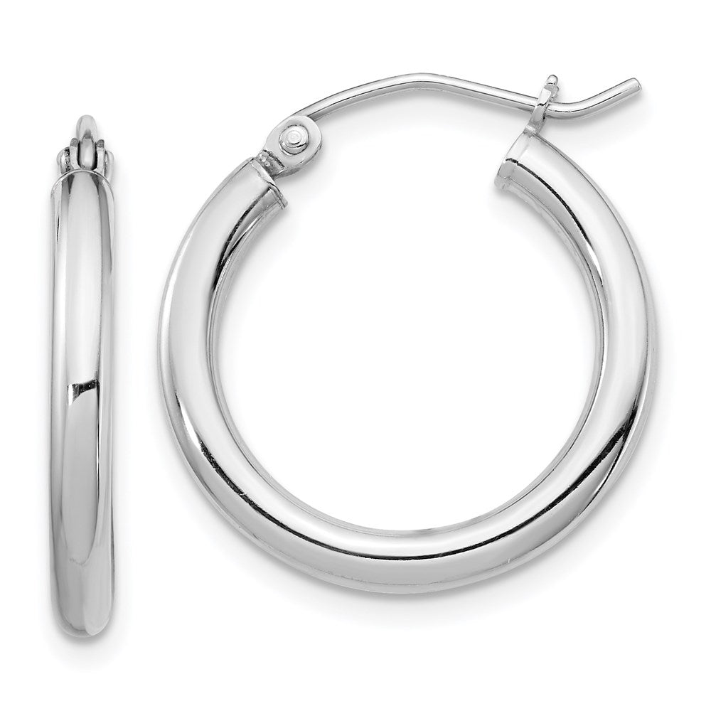 Polished;Hinged post;Sterling silver;Hollow tube;Rhodium-plated