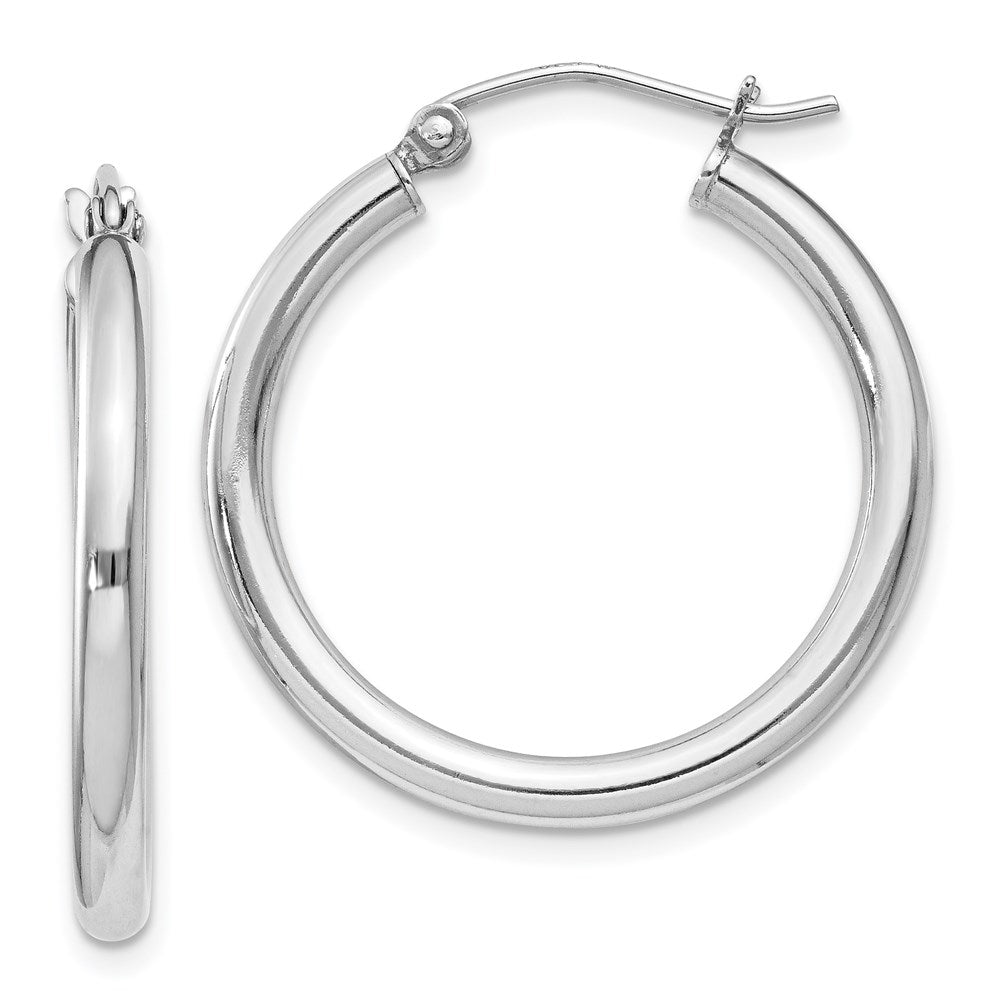 Polished;Hinged post;Sterling silver;Hollow tube;Rhodium-plated