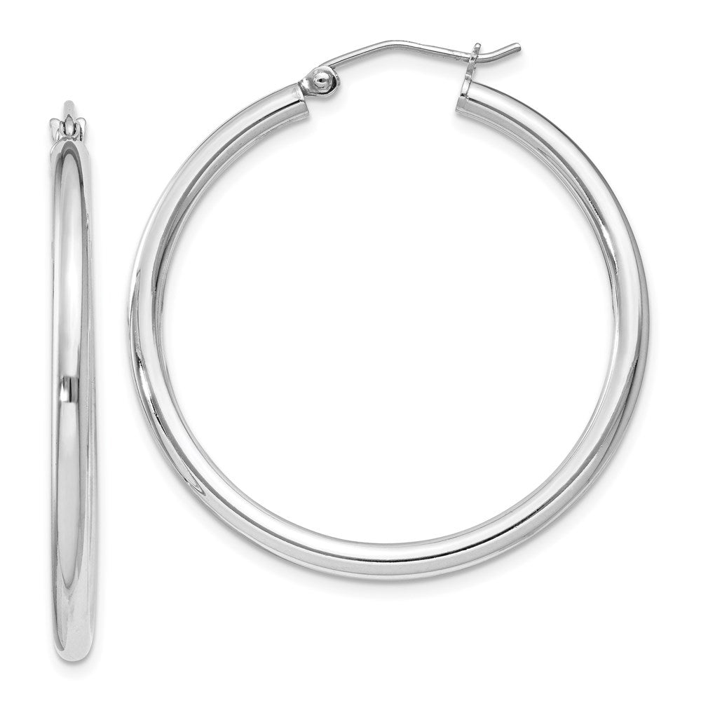 Polished;Hinged post;Sterling silver;Hollow tube;Rhodium-plated