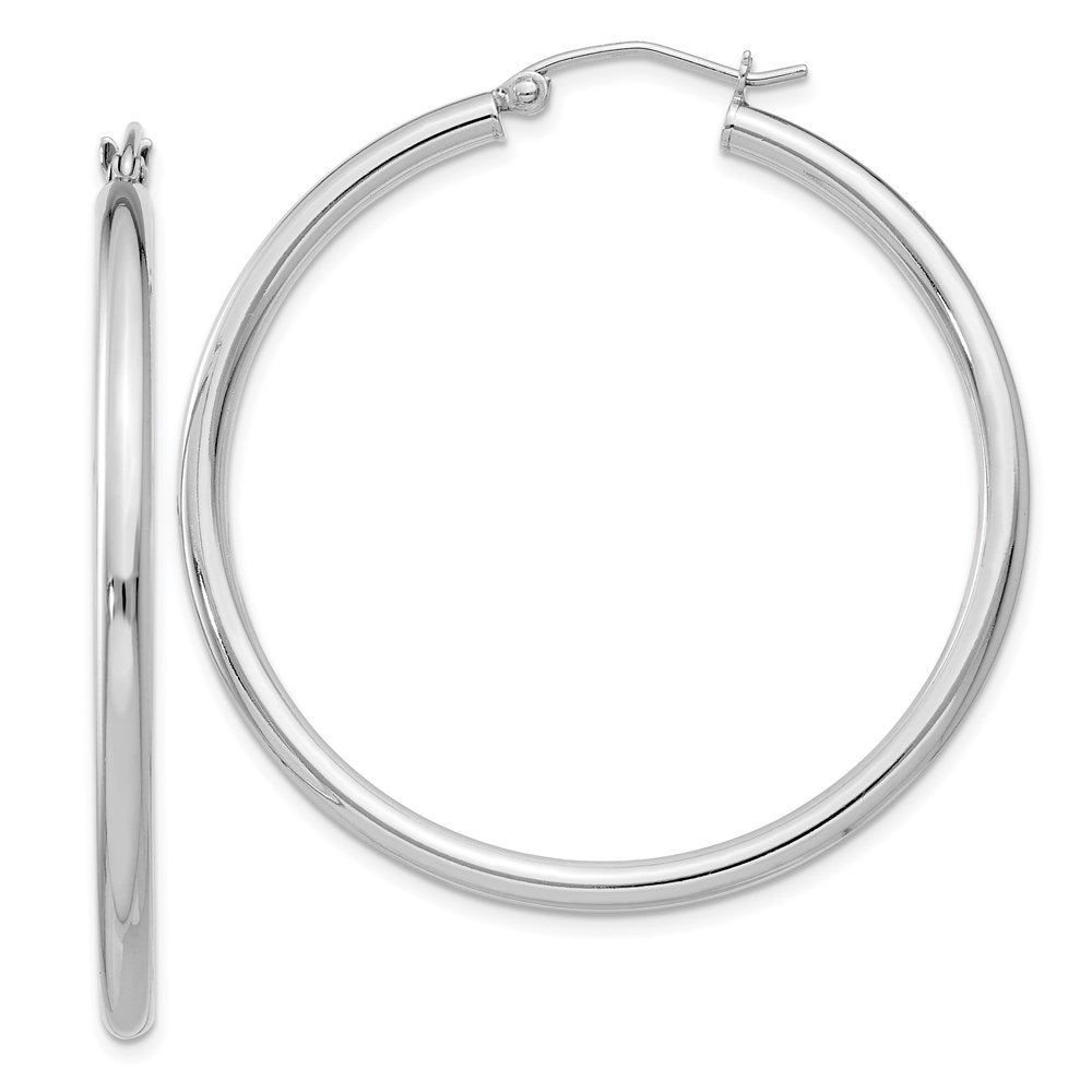 Polished;Hinged post;Sterling silver;Hollow tube;Rhodium-plated