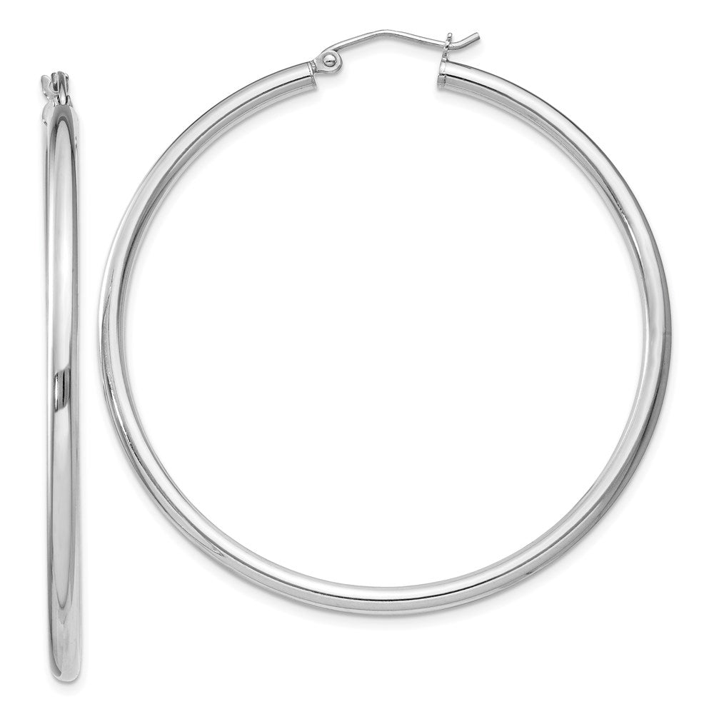 Polished;Hinged post;Sterling silver;Hollow tube;Rhodium-plated