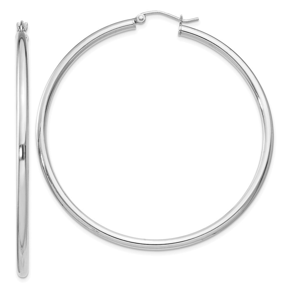 Polished;Hinged post;Sterling silver;Hollow tube;Rhodium-plated