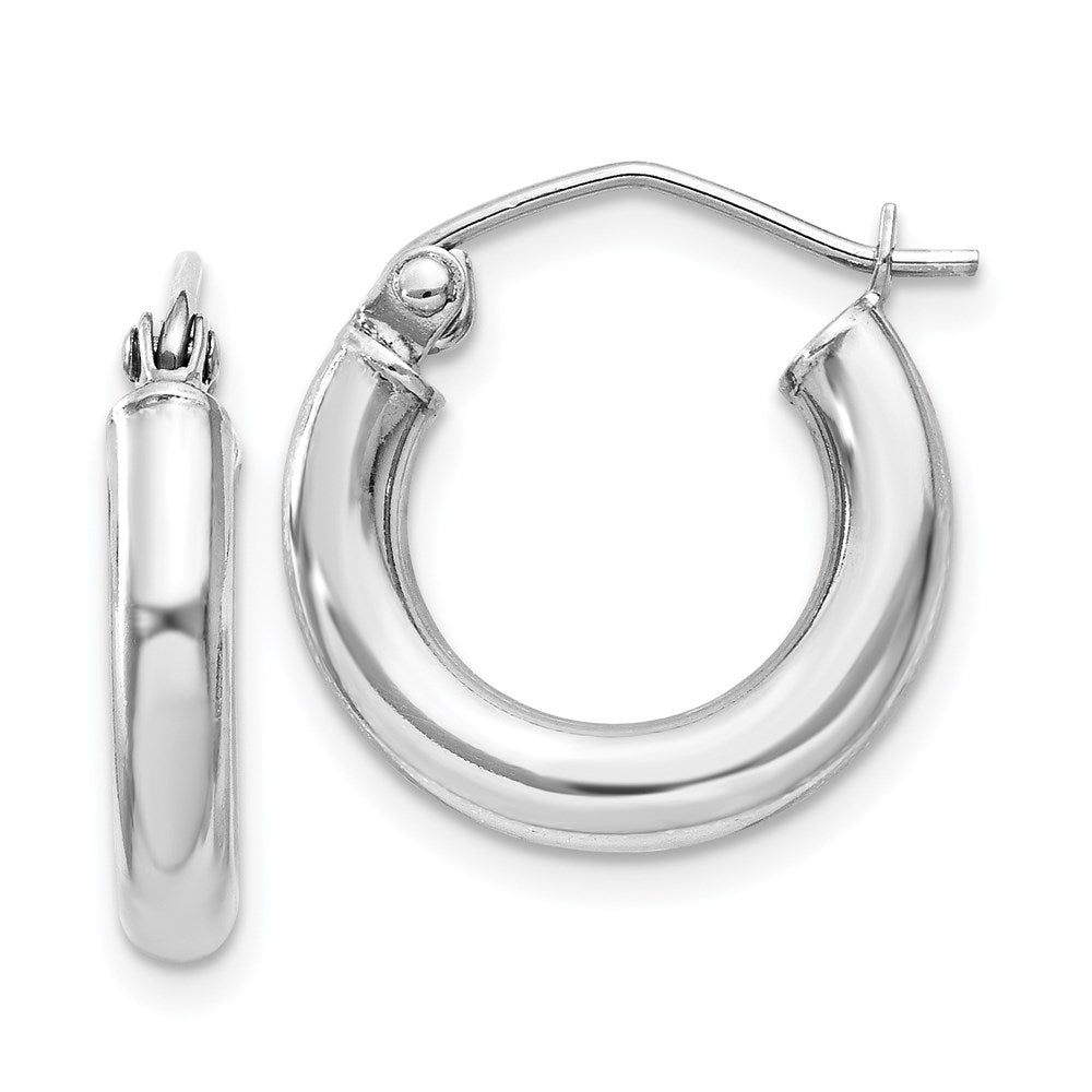 Polished;Hinged post;Sterling silver;Hollow tube;Rhodium-plated
