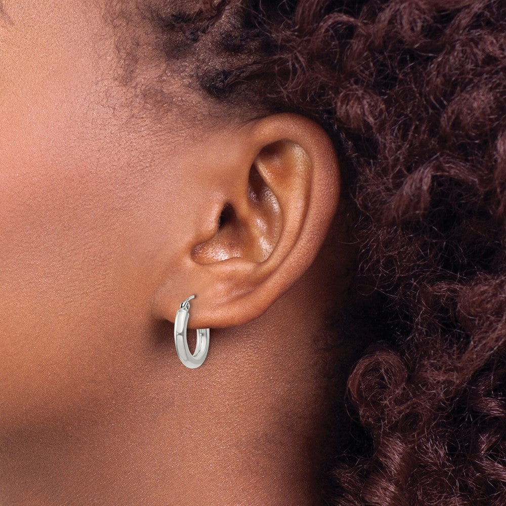 Sterling Silver 3mm Round Hoop Earrings