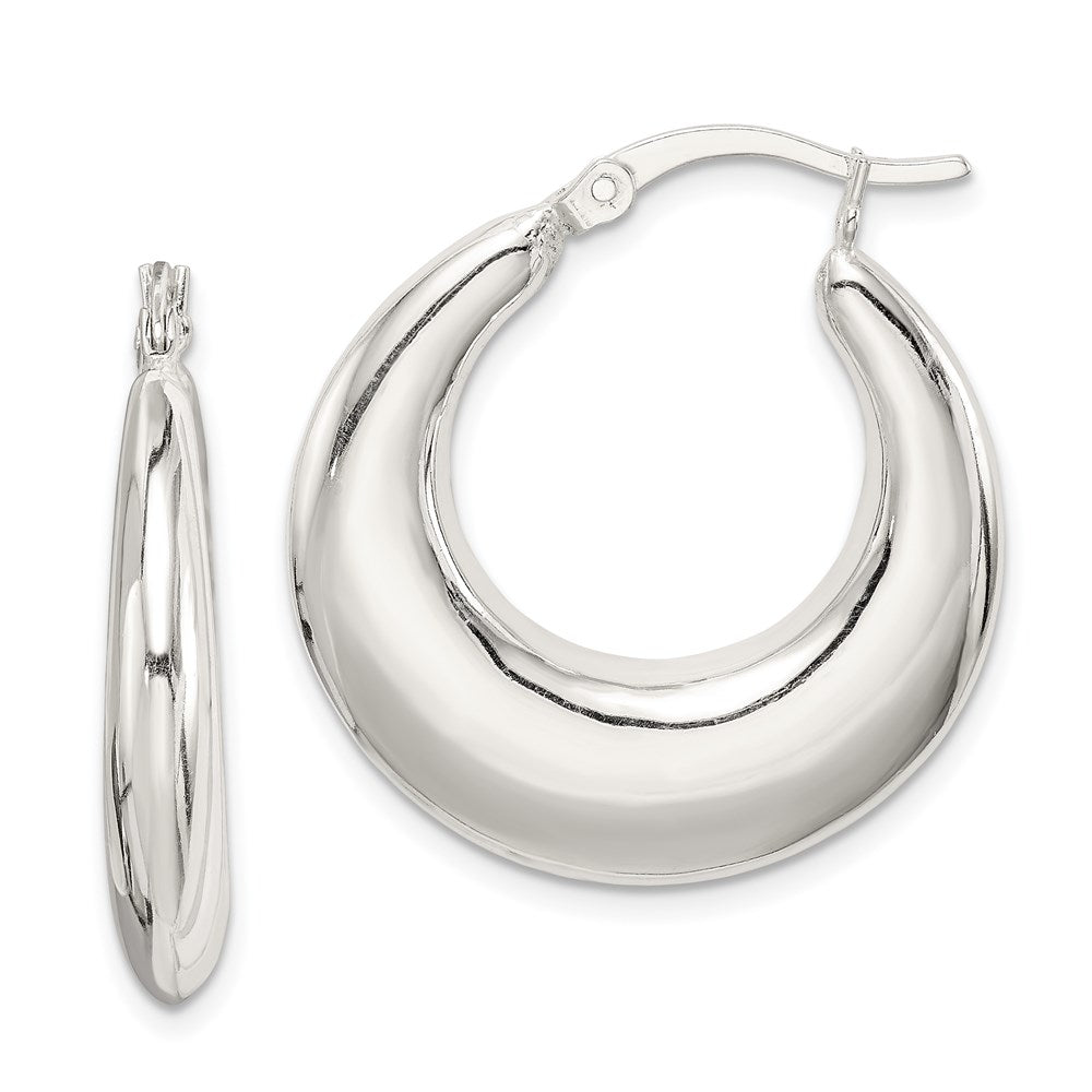 Polished;3-D;Hollow;Hinged post;Sterling silver