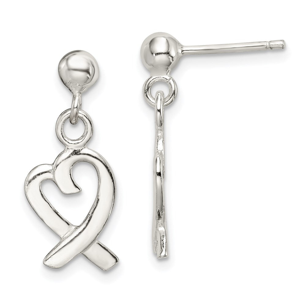 Polished;Post;Sterling silver;Dangle;Open