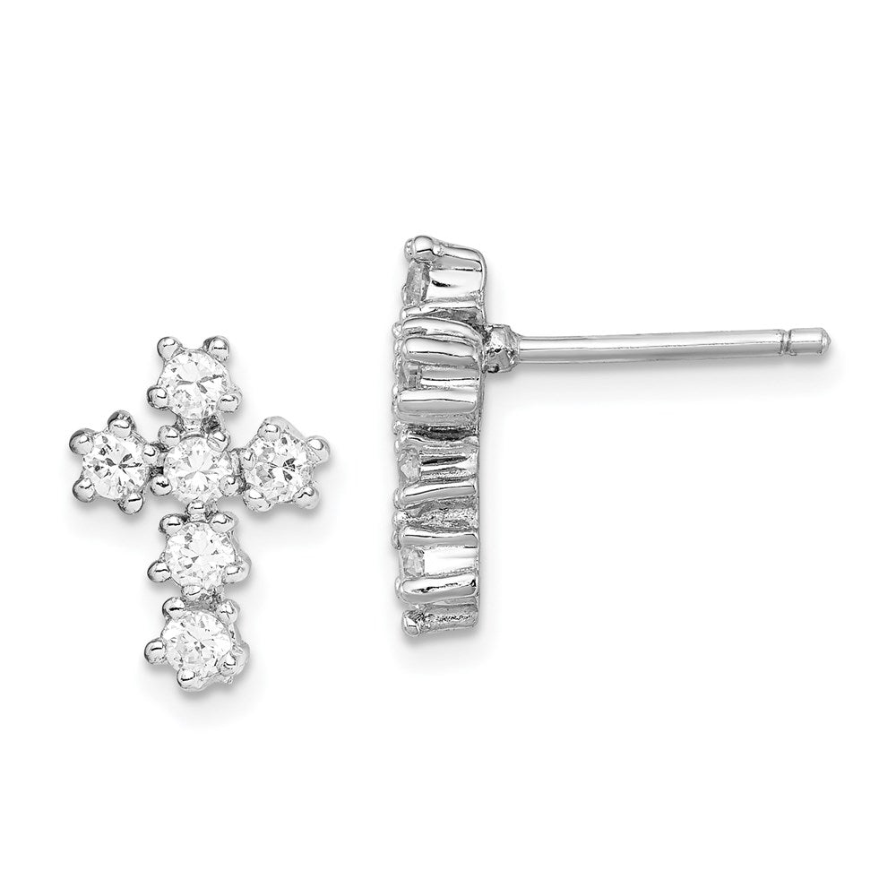 Polished;Post;Sterling silver;CZ