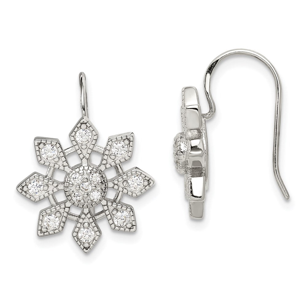 Polished;Sterling silver;CZ;Shepherd hook;Rhodium-plated
