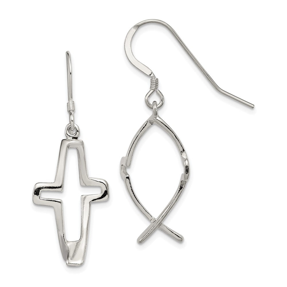 Polished;Sterling silver;Shepherd hook;Dangle;Open