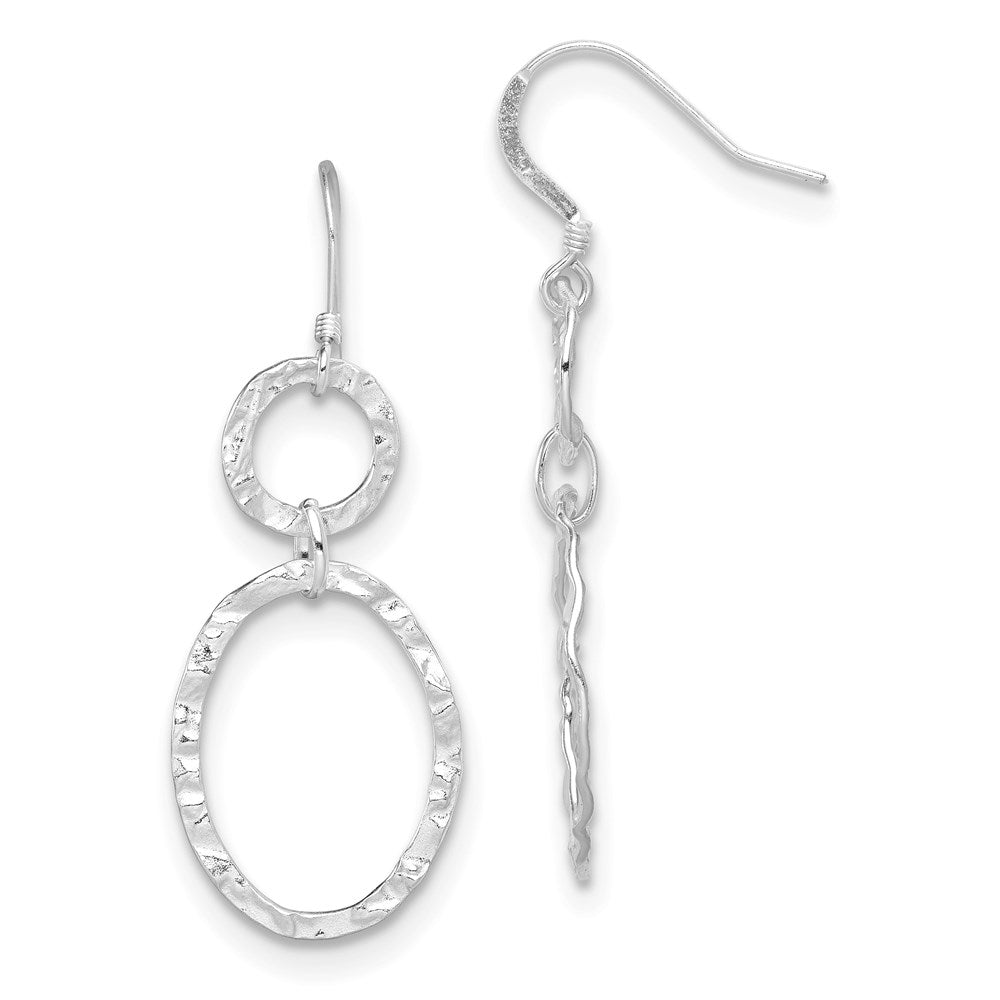 Polished;Sterling silver;Hammered;Shepherd hook;Dangle;Rhodium-plated