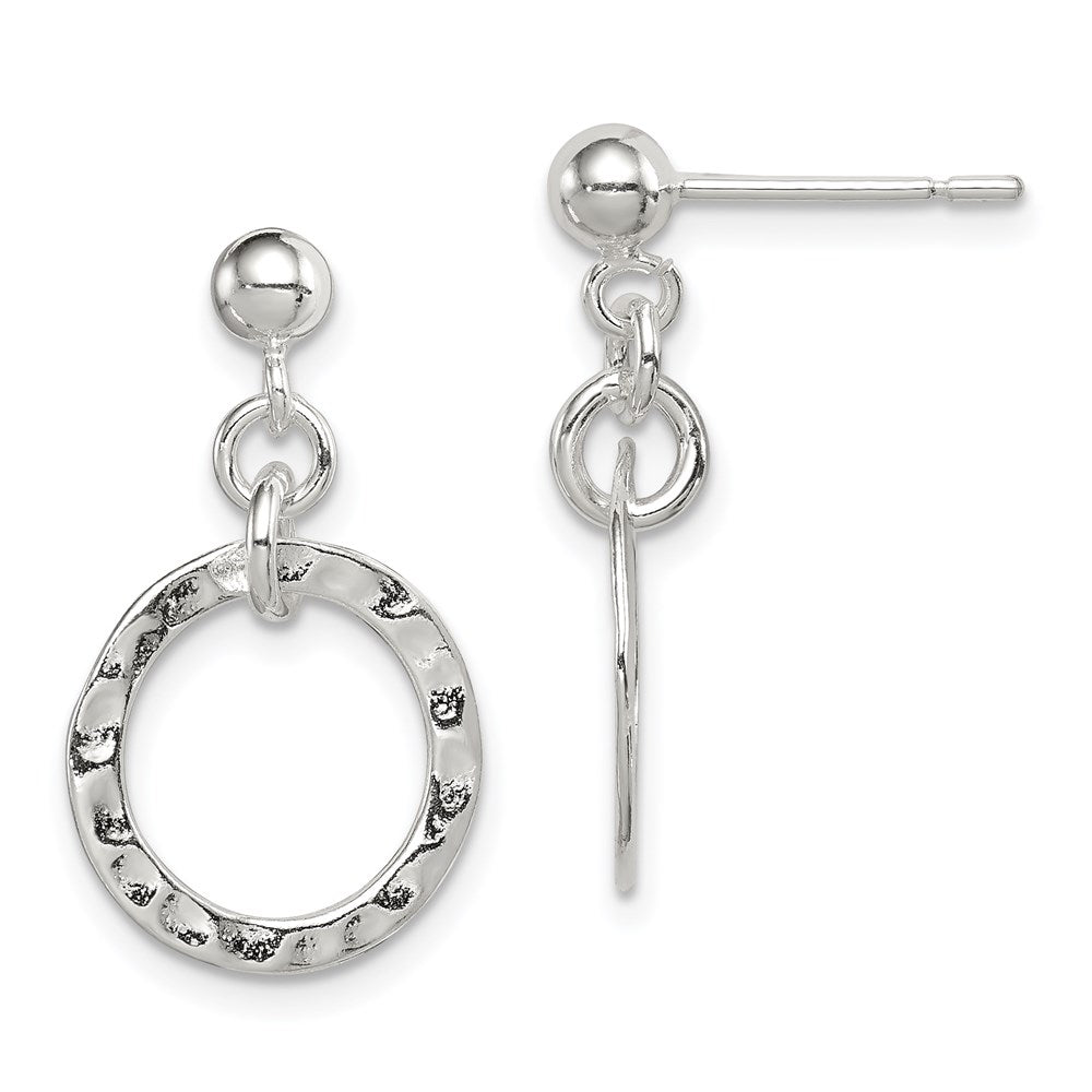 Polished;Post;Sterling silver;Hammered;Dangle