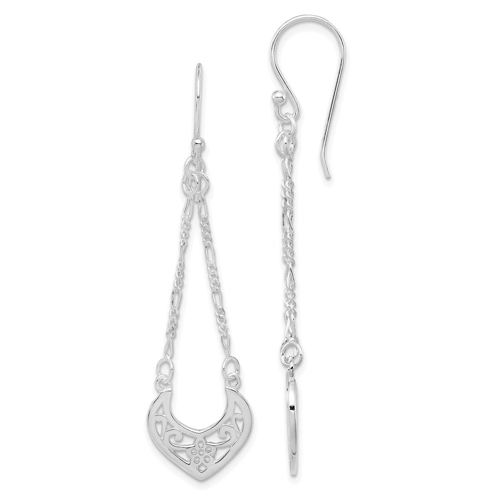 Polished;Sterling silver;Shepherd hook;Dangle;Rhodium-plated