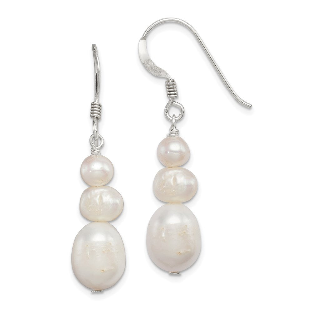 Sterling silver;Freshwater cultured pearl;Shepherd hook;Dangle