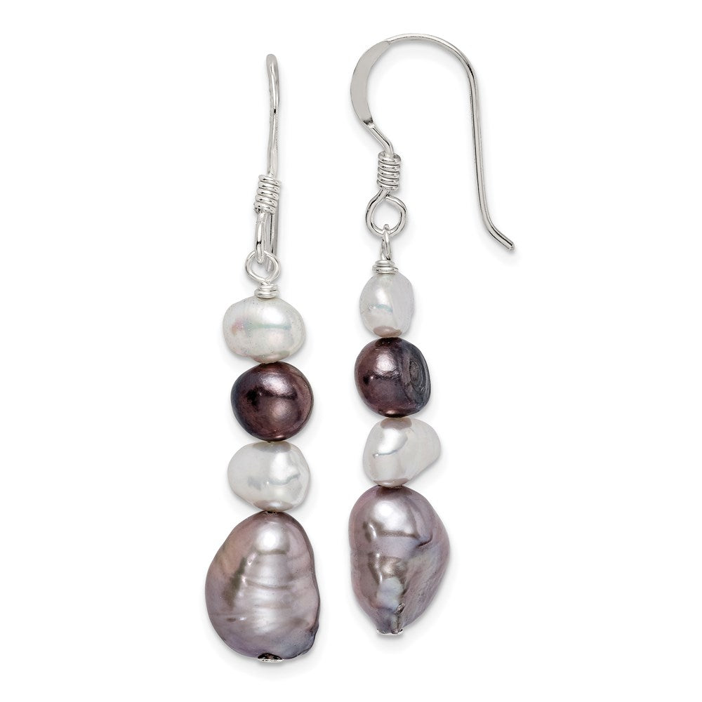 Sterling silver;Dyed;Freshwater cultured pearl;Shepherd hook;Dangle
