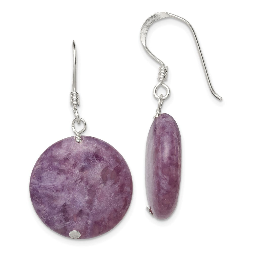 Sterling silver;Shepherd hook;Color range varies;Purple;Natural stone;Lepidolite