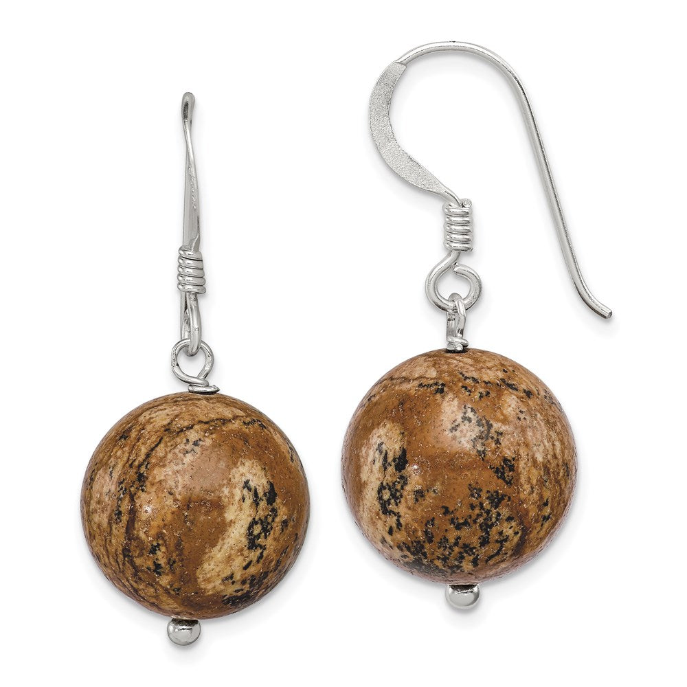Sterling silver;Shepherd hook;Jasper;Dangle