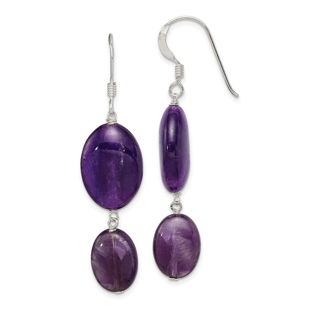 Sterling silver;Amethyst;Jade;Shepherd hook;Dangle;Natural stone